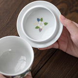 Authentic Japanese Arita-yaki  Retro Style Hand-Applied Gold Decal Sancai Gaiwan