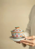 "Splendid Intertwining Lotus" Falangcai Sancai Gaiwan (Large Edition)