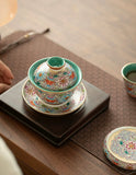 "Splendid Intertwining Lotus" Falangcai Sancai Gaiwan (Large Edition)