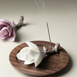 Handcrafted Magnolia Porcelain Incense Holder