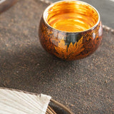 Golden Autumn | Hand-Painted 24K Gold Leaf Lacquerware Master Cup