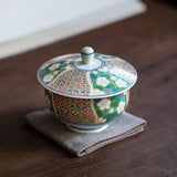 Authentic Japanese Arita-yaki  Retro Style Hand-Applied Gold Decal Sancai Gaiwan